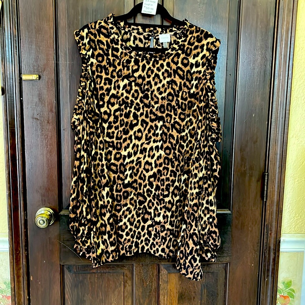 Cupio women’s leopard print blouse with angel sleeves